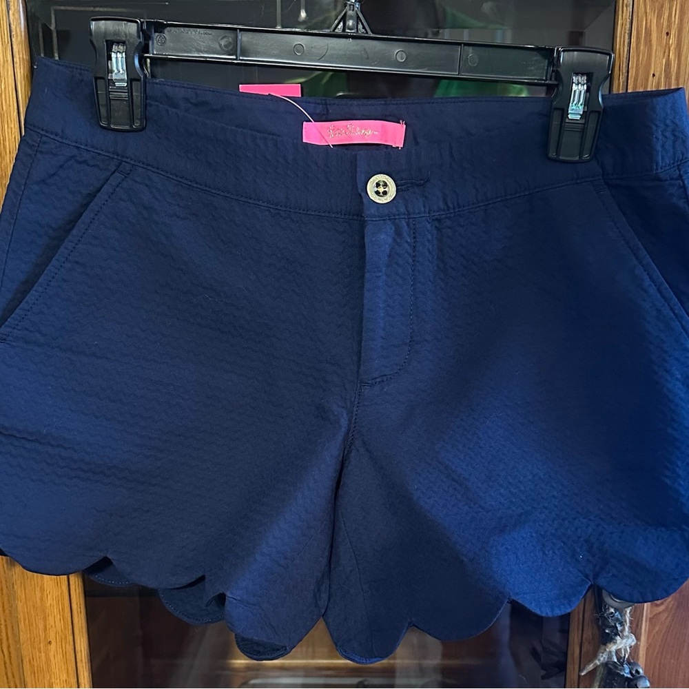 Lilly Pulitzer High Waist Blue Scalloped Shorts